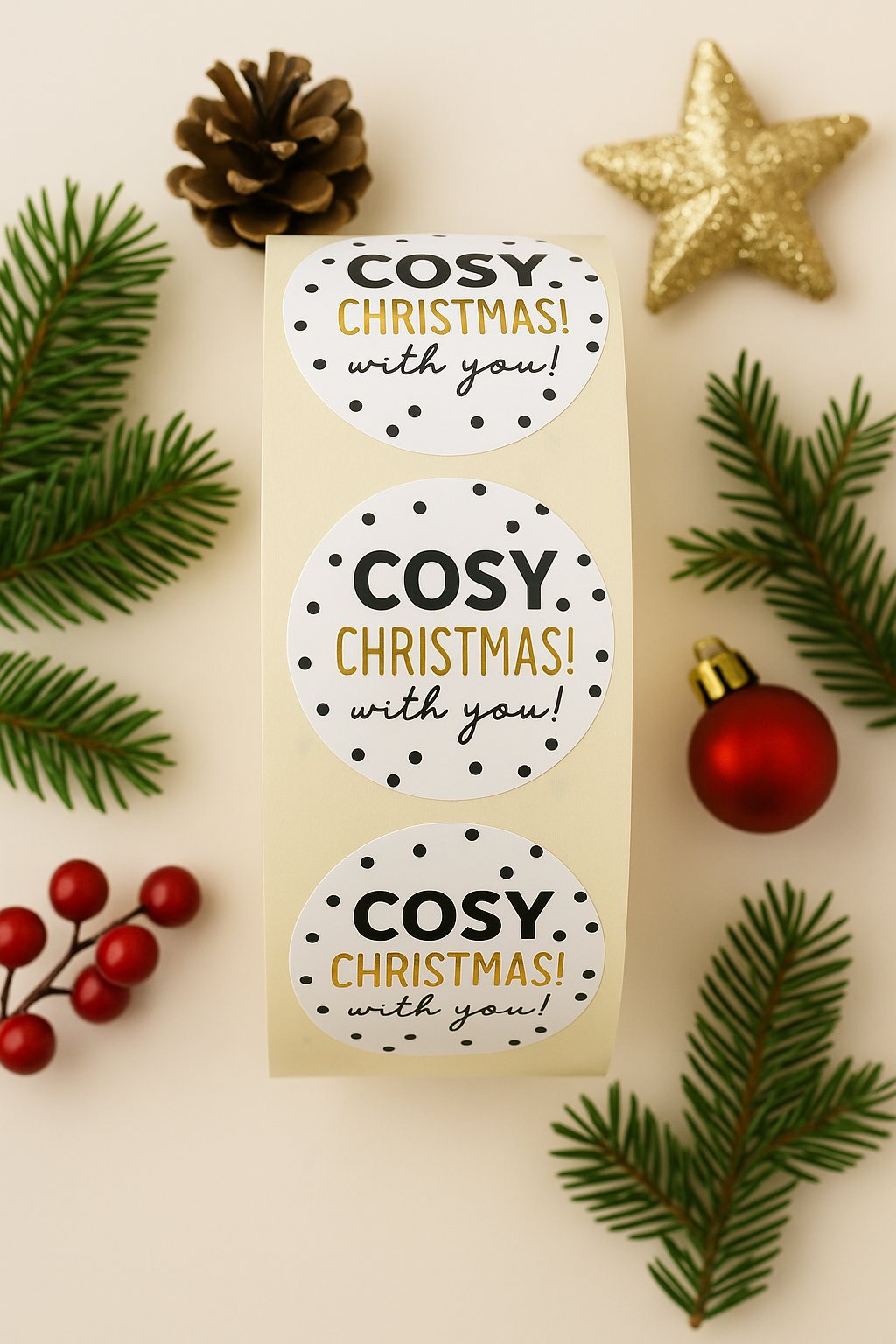 Sticker •Cosy Christmas • gold• 10 Stk.