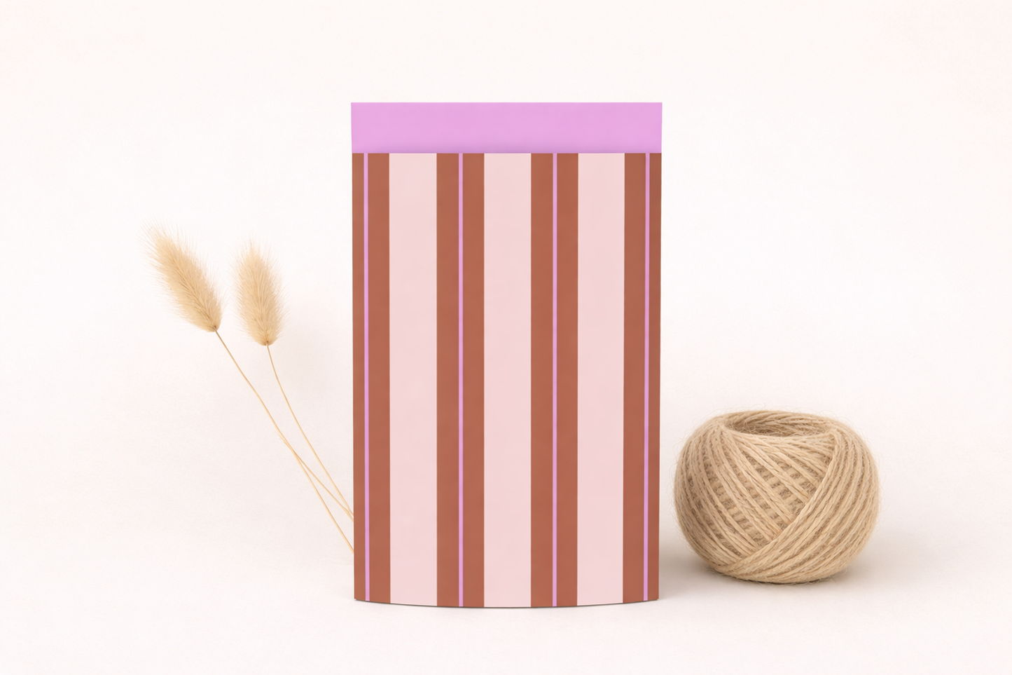 Papier Taschen • Stripes rosa braun •10 Stk