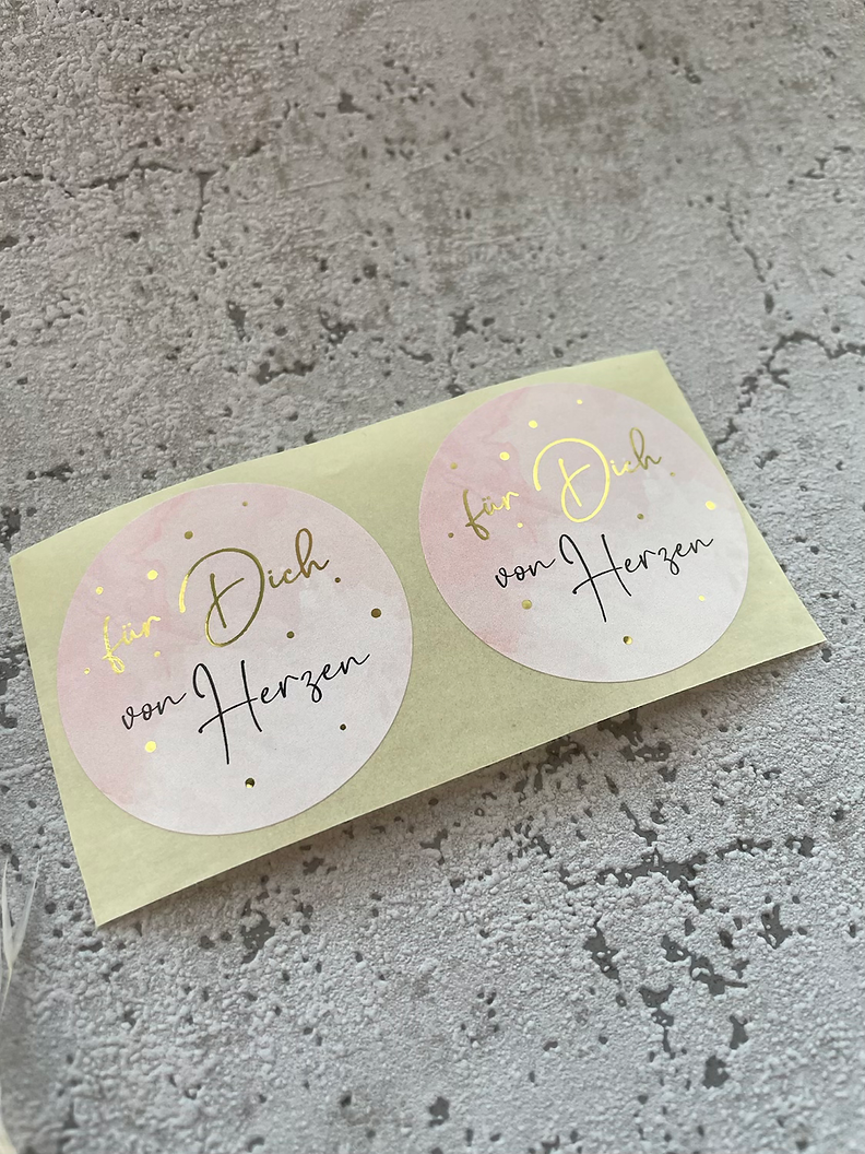 Sticker • für dich von Herzen • rosa /gold• 10 Stk.