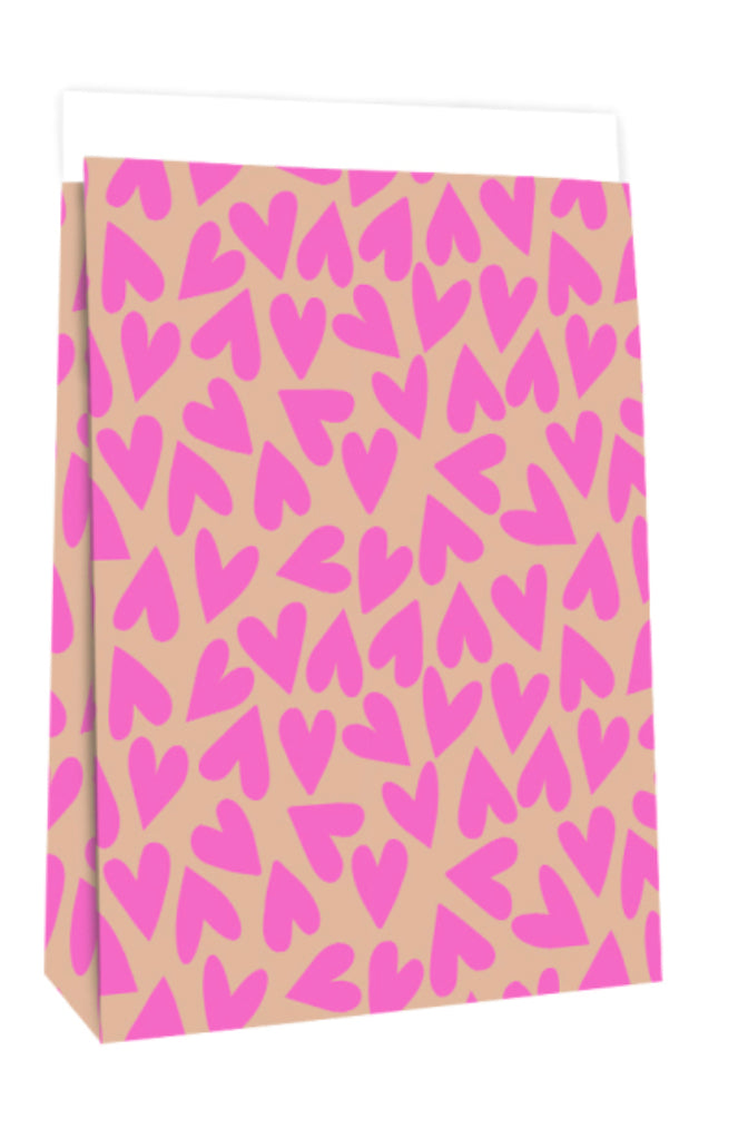 Blockbodenbeutel Herzchen pink/nude