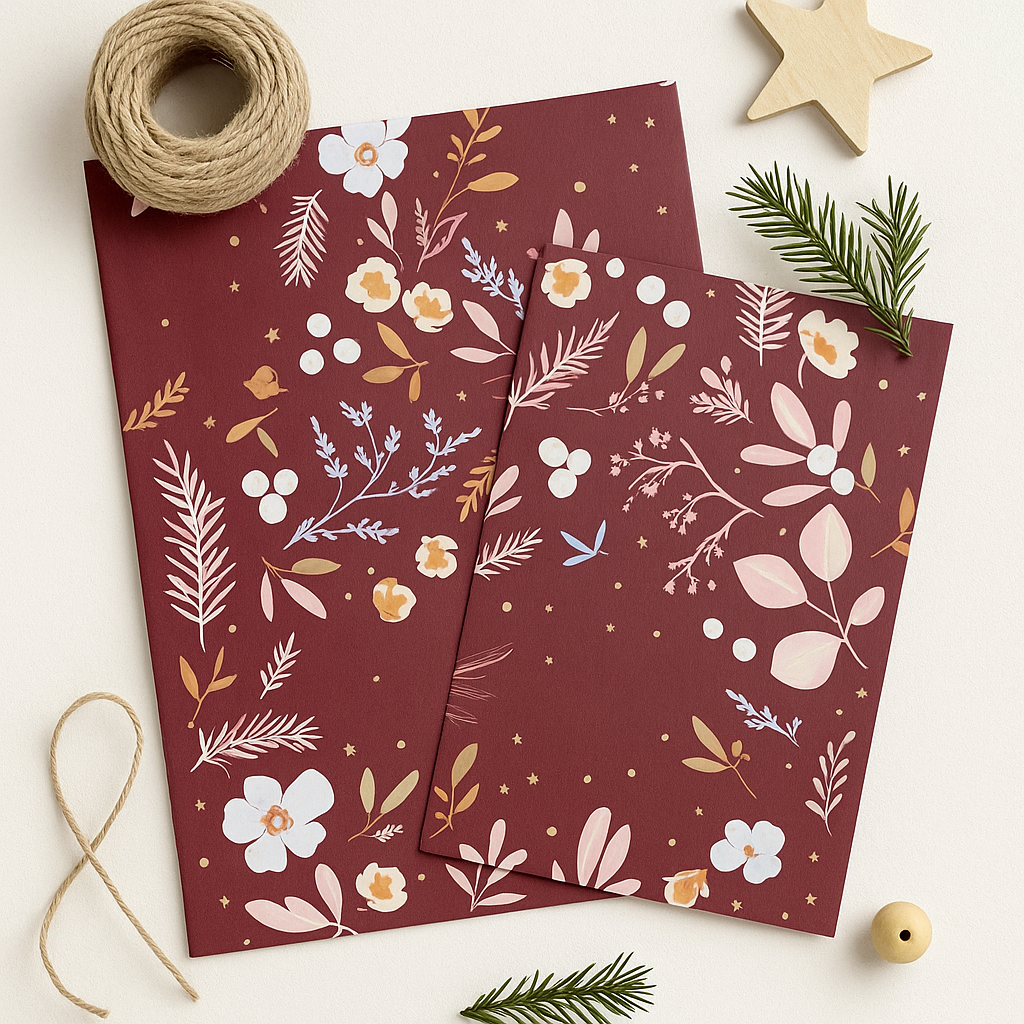 Papier Taschen  •Blumen rot •10 Stk