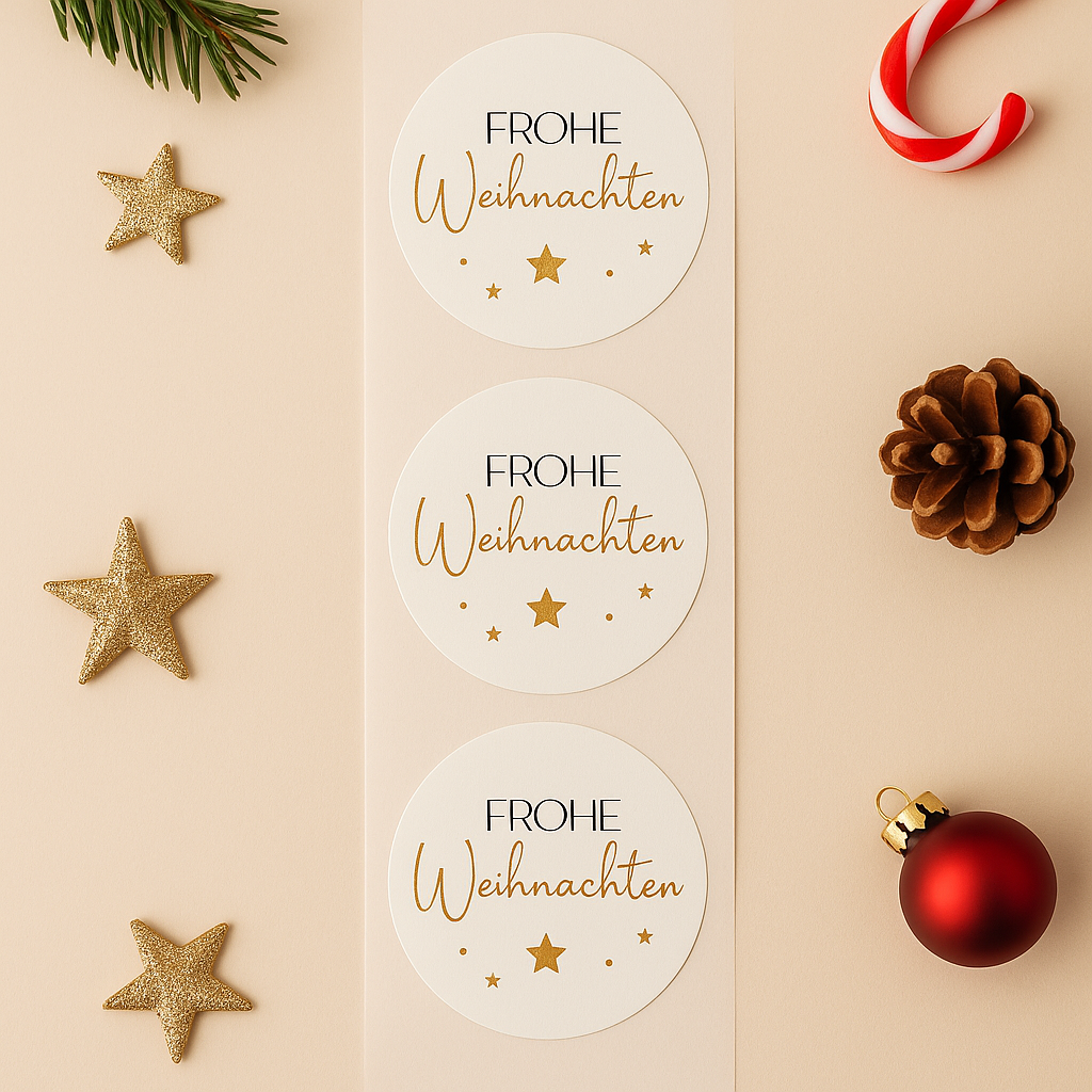 Sticker • Frohe Weihnachten • schwarz weiß gold Eigenproduktion 10 Stk