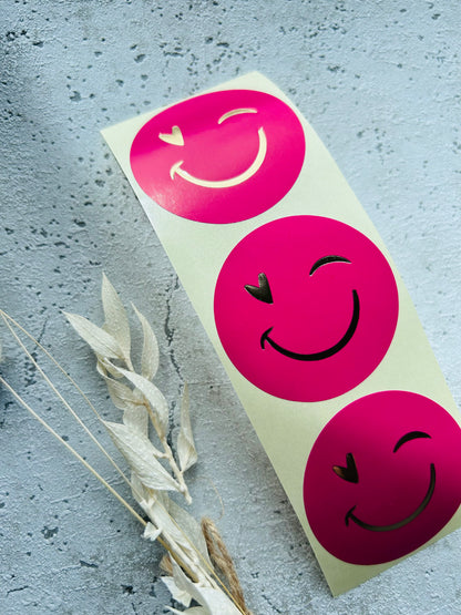 Sticker • smiley pink • 10 Stk Goldveredlung