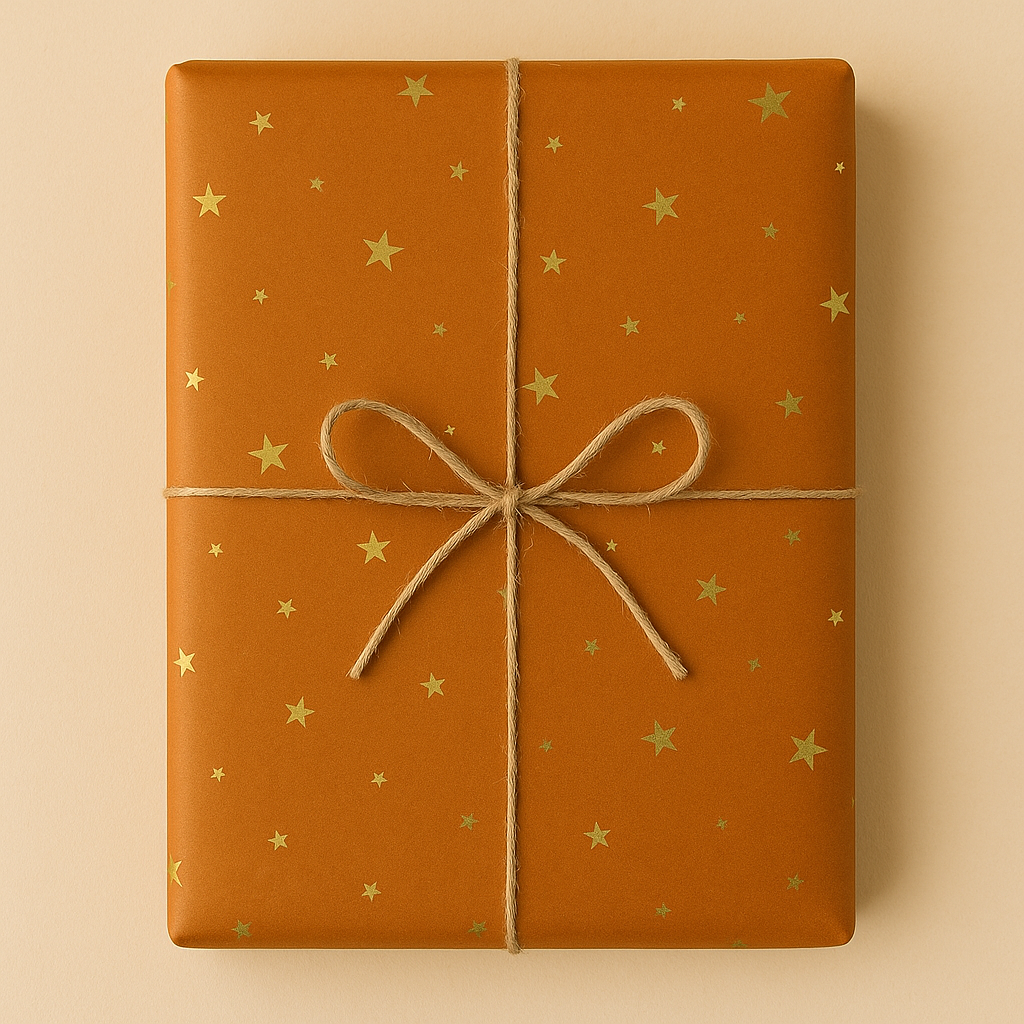 Seidenpapier Sterne braun gold  10 Stk