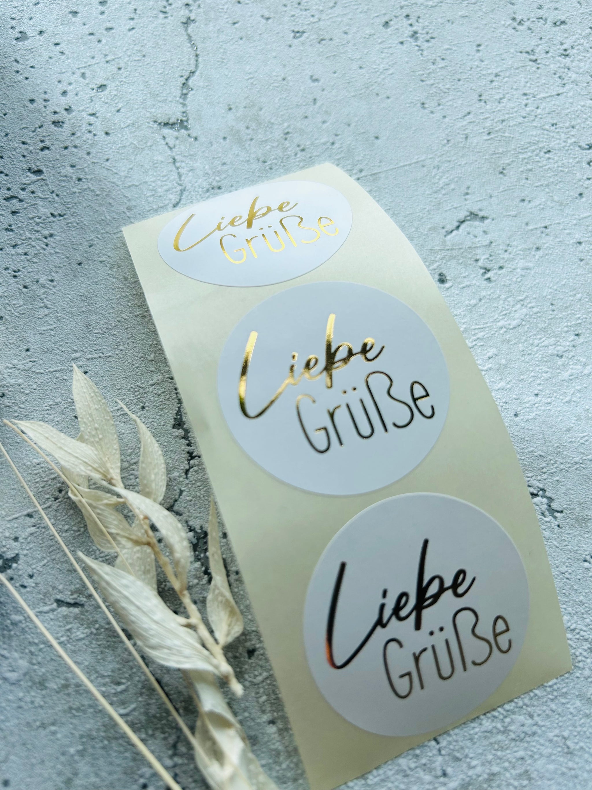 Sticker • Liebe Grüße • 10 Stk Goldveredlung
