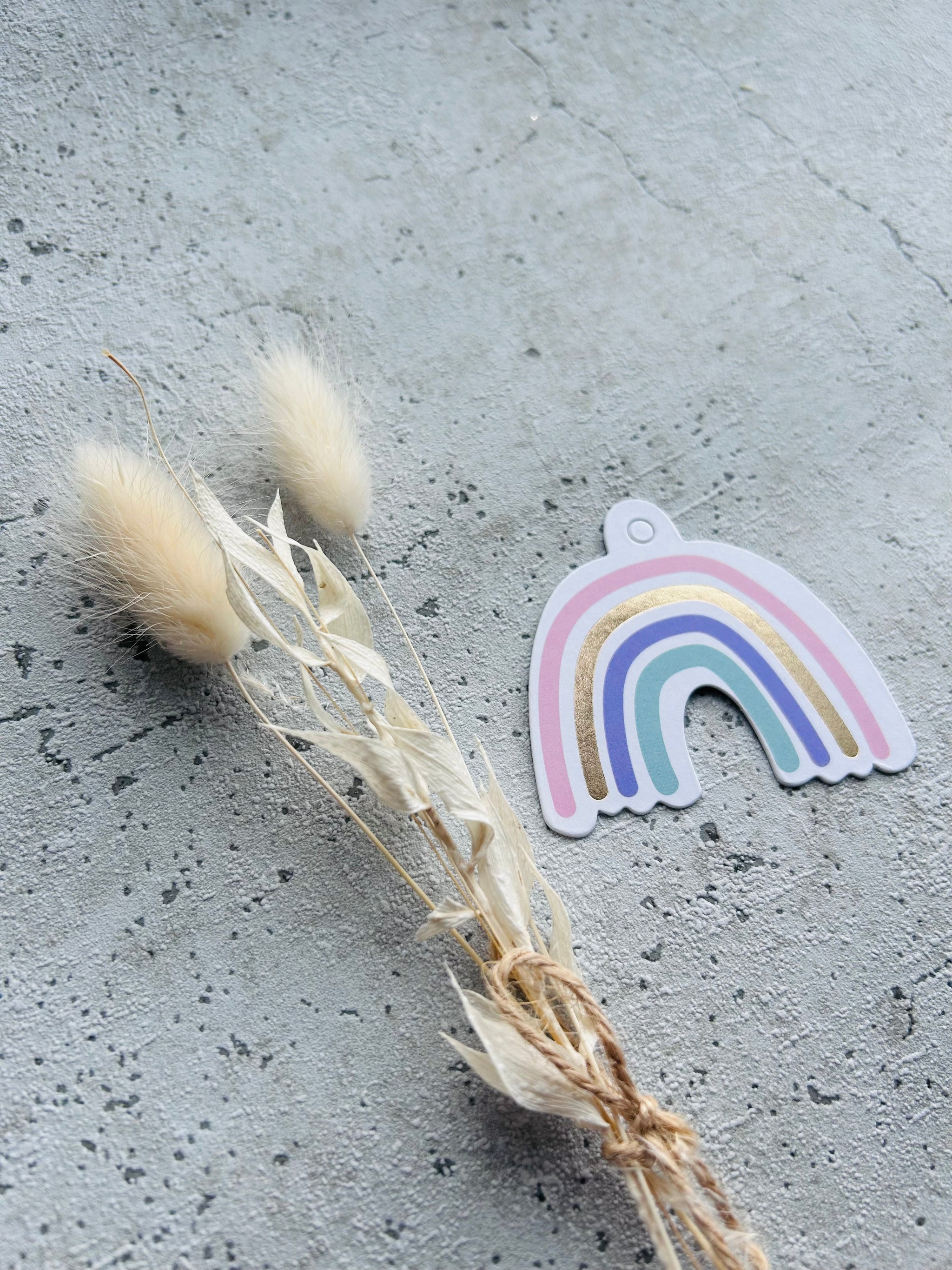 Geschenkeanhänger Regenbogen Gold