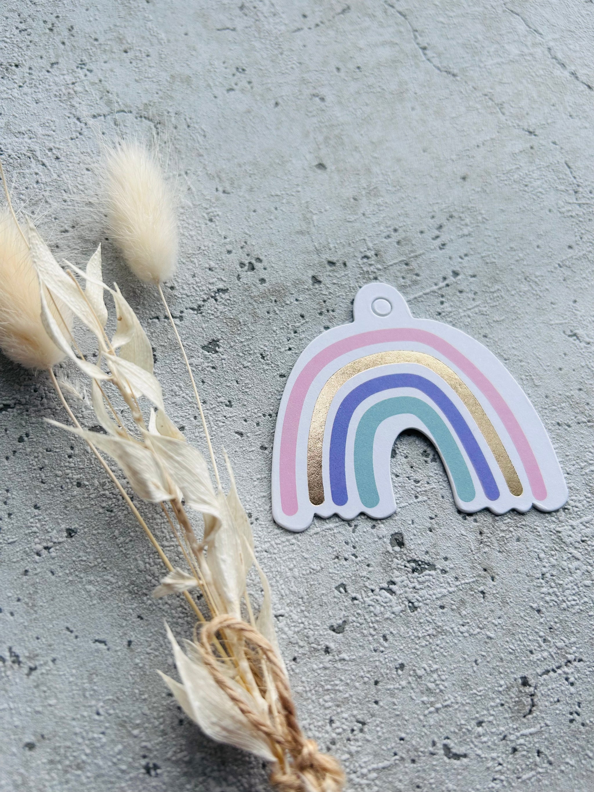 Geschenkeanhänger Regenbogen Gold