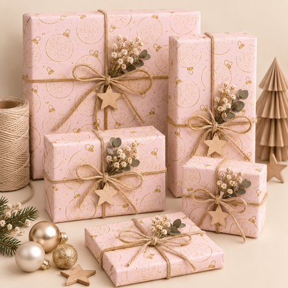 Seidenpapier Weihnachtskugeln rosa Gold