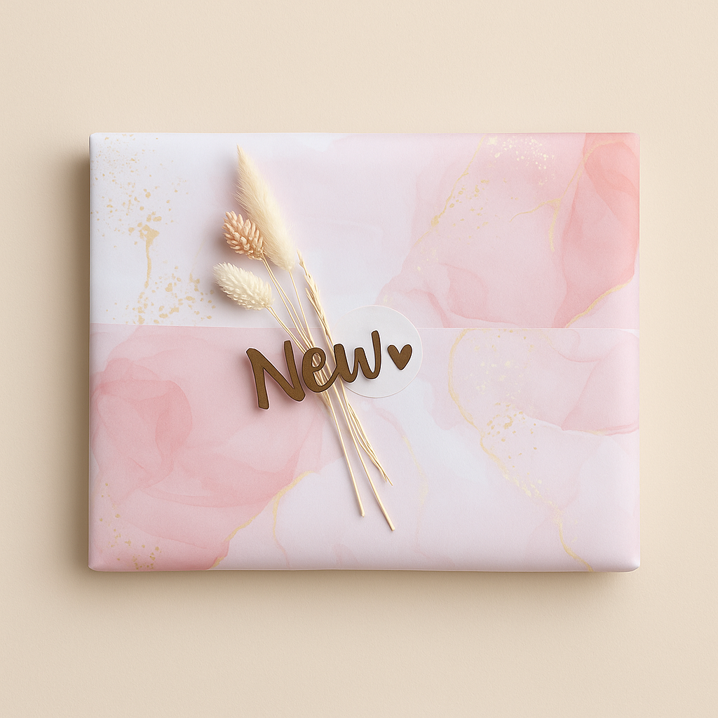 Kraftpapier Aquarell Rosa/Gold 35x50 cm