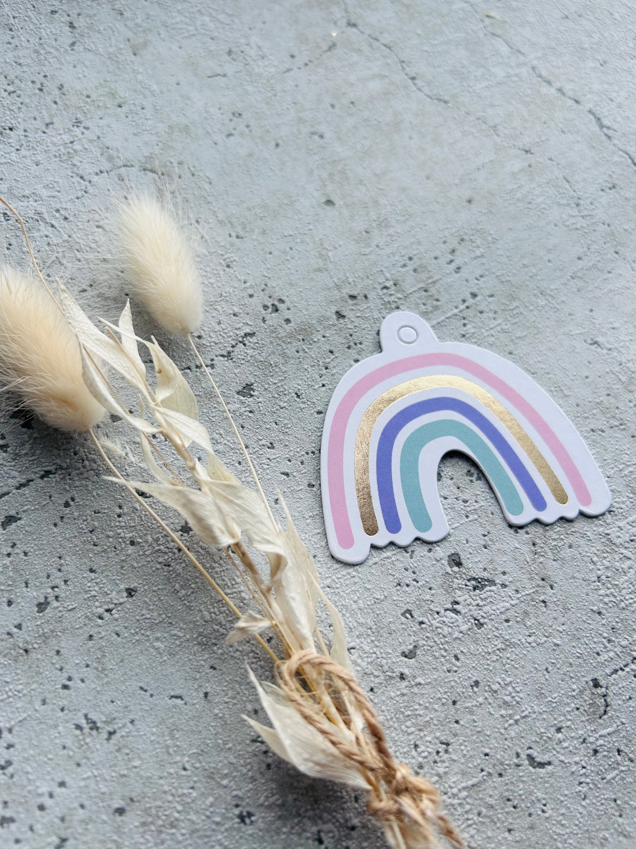 Geschenkeanhänger Regenbogen Gold