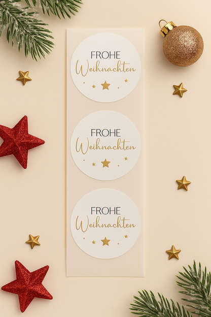 Sticker • Frohe Weihnachten • schwarz weiß gold Eigenproduktion 10 Stk