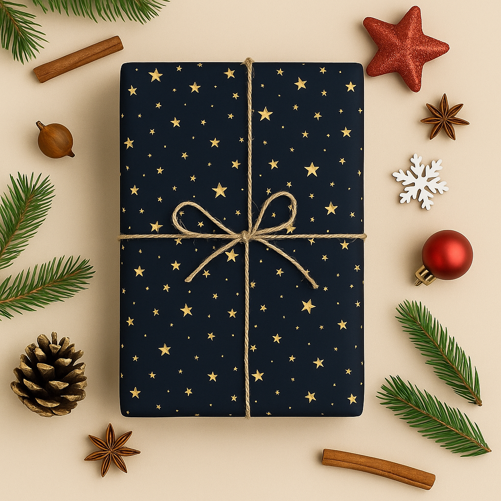 Seidenpapier Sterne gold schwarz Weihnachten