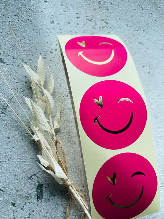 Sticker • smiley pink • 10 Stk Goldveredlung
