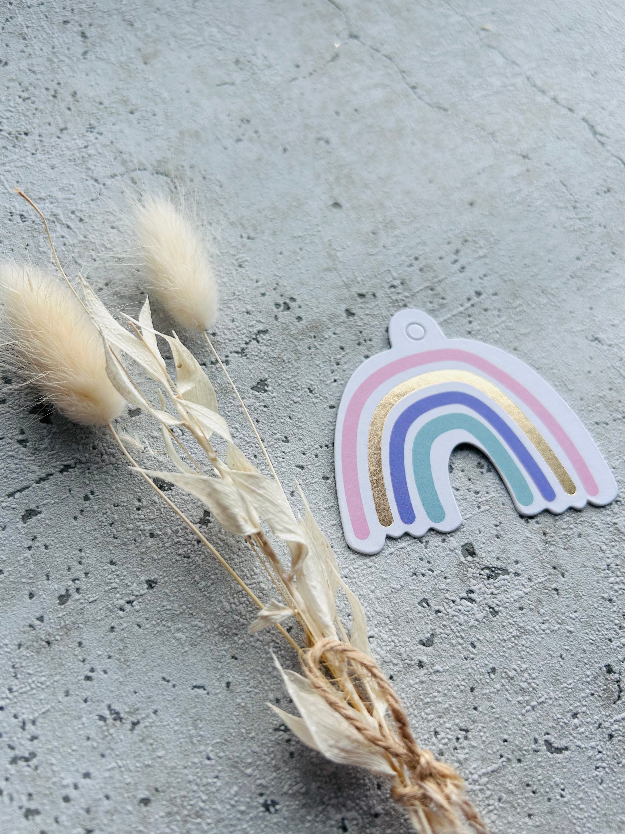 Geschenkeanhänger Regenbogen Gold