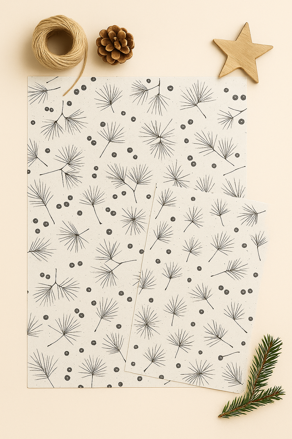 Papier Taschen  •Mistelzweig kraftpapier •10 Stk