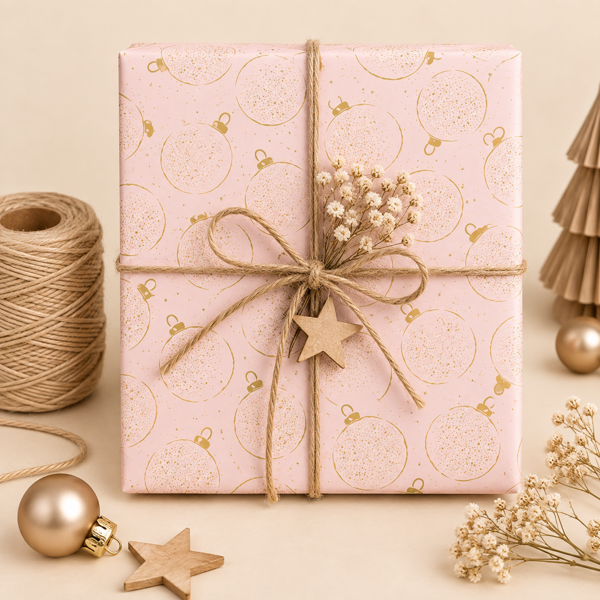 Seidenpapier Weihnachtskugeln rosa Gold