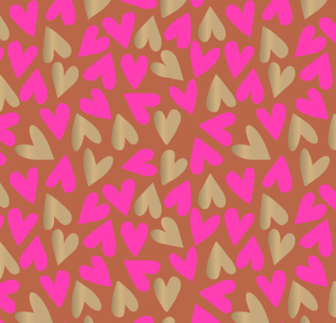 Geschenkbox (Kissen) Herzen pink/gold