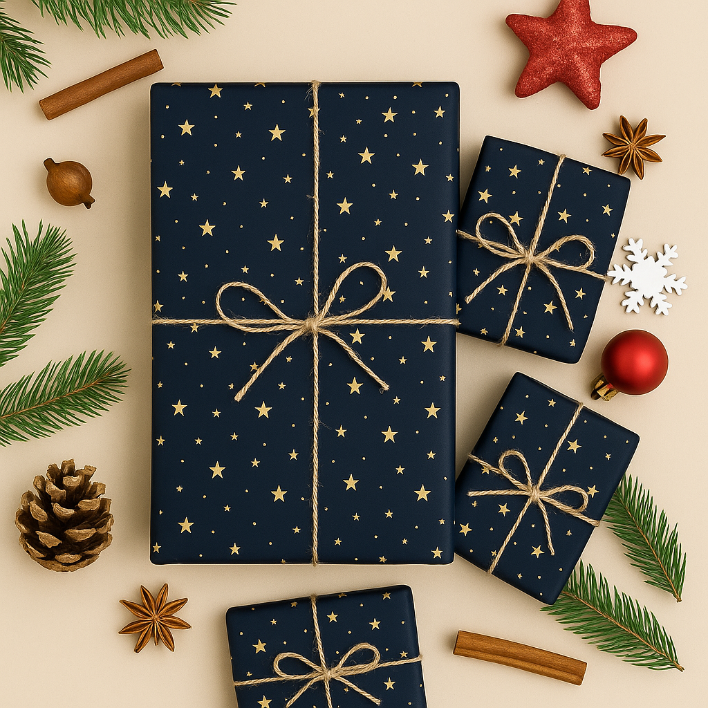 Seidenpapier Sterne gold schwarz Weihnachten