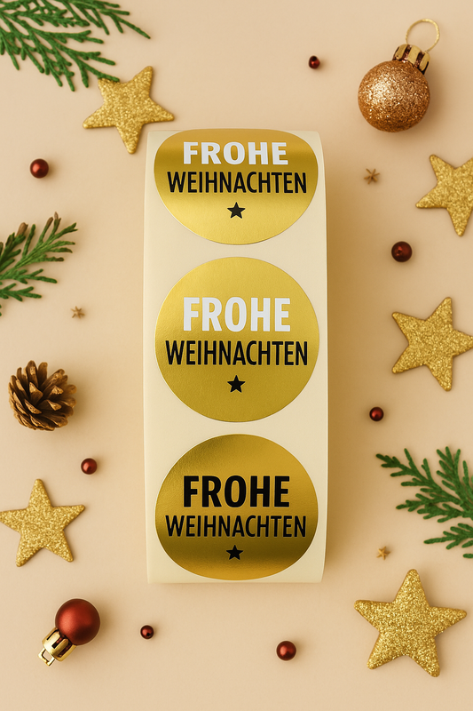 Sticker • Frohe Weihnachten Gold • Eigenproduktion 10 Stk