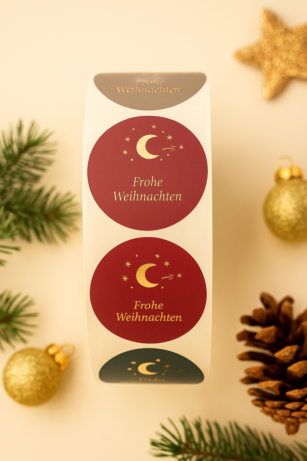 Sticker •Frohe Weihnachten Mond gold• 10 Stk.