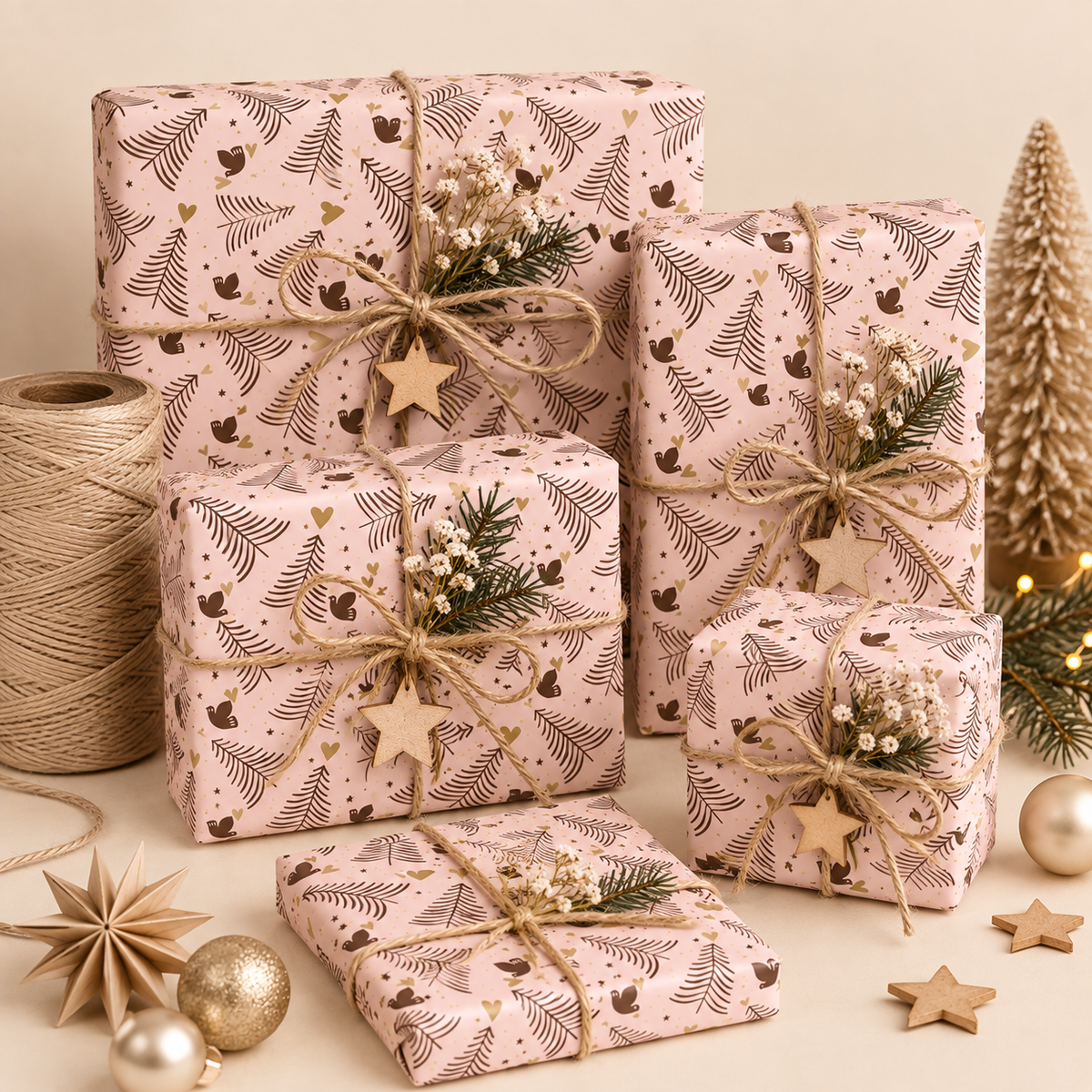 Seidenpapier Weihnachtsbaum rosa
