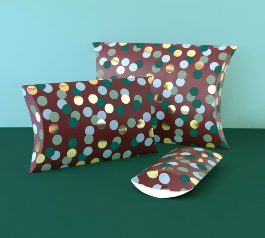 Geschenkbox (Kissen) Konfetti Gold