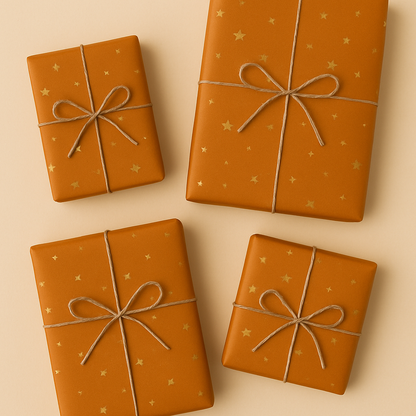 Seidenpapier Sterne braun gold  10 Stk