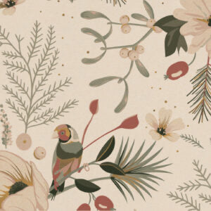 Geschenkpapier 50x300cm nature winterflower/ Kraftpapier