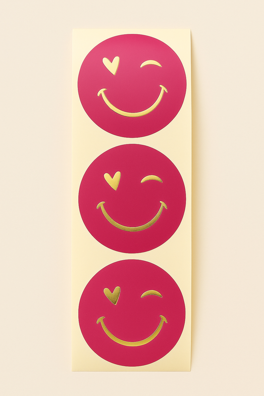 Sticker • smiley pink • 10 Stk Goldveredlung