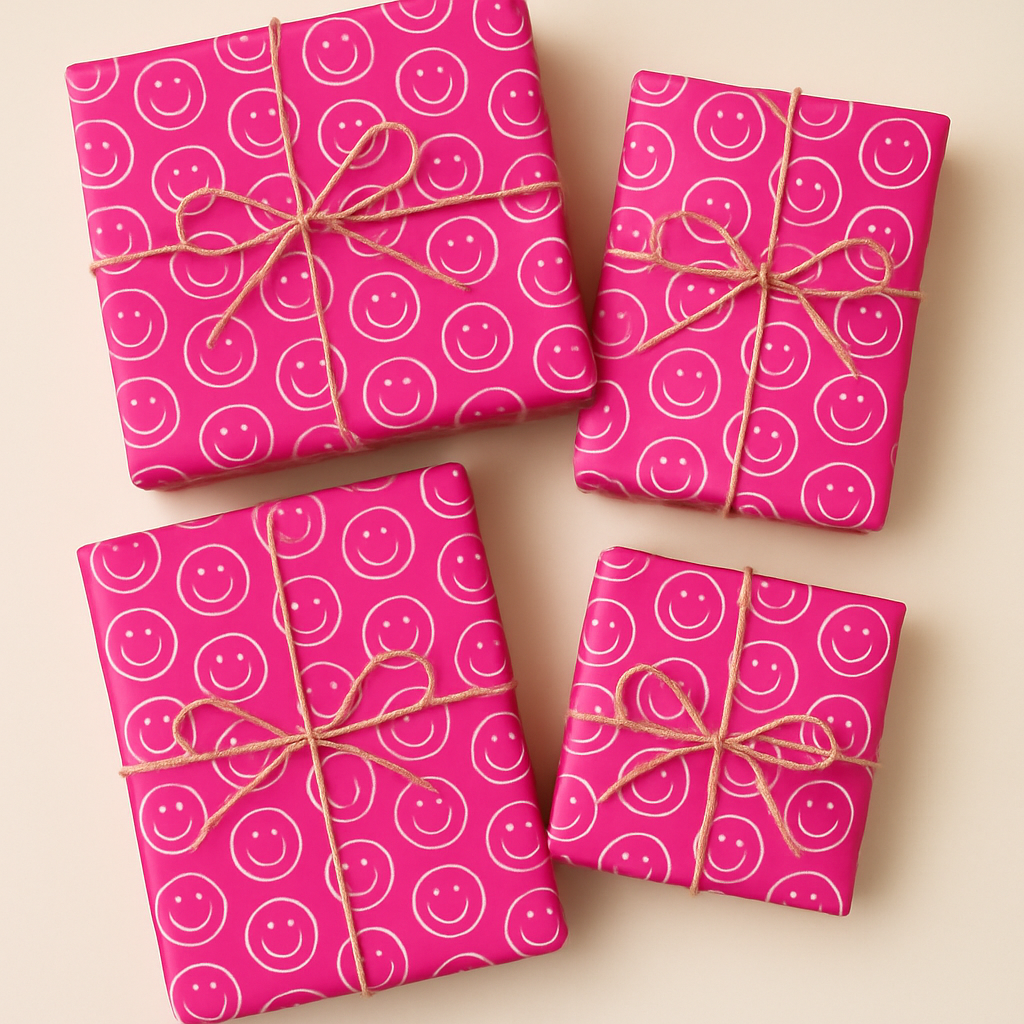 Seidenpapier mit Smileys pink