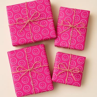 Seidenpapier mit Smileys pink
