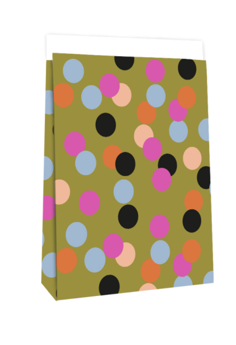 Blockbodenbeutel Konfetti Olive