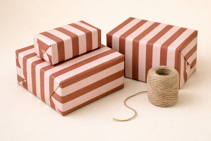 Seidenpapier Stripes brown rosa Design