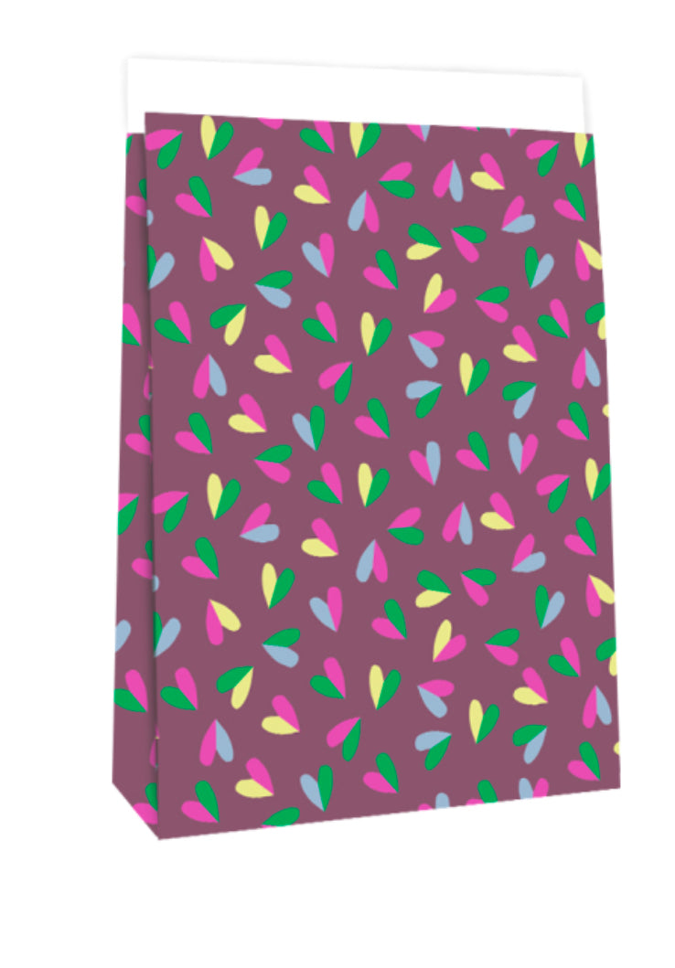 Blockbodenbeutel Herzchen Neon gemischt