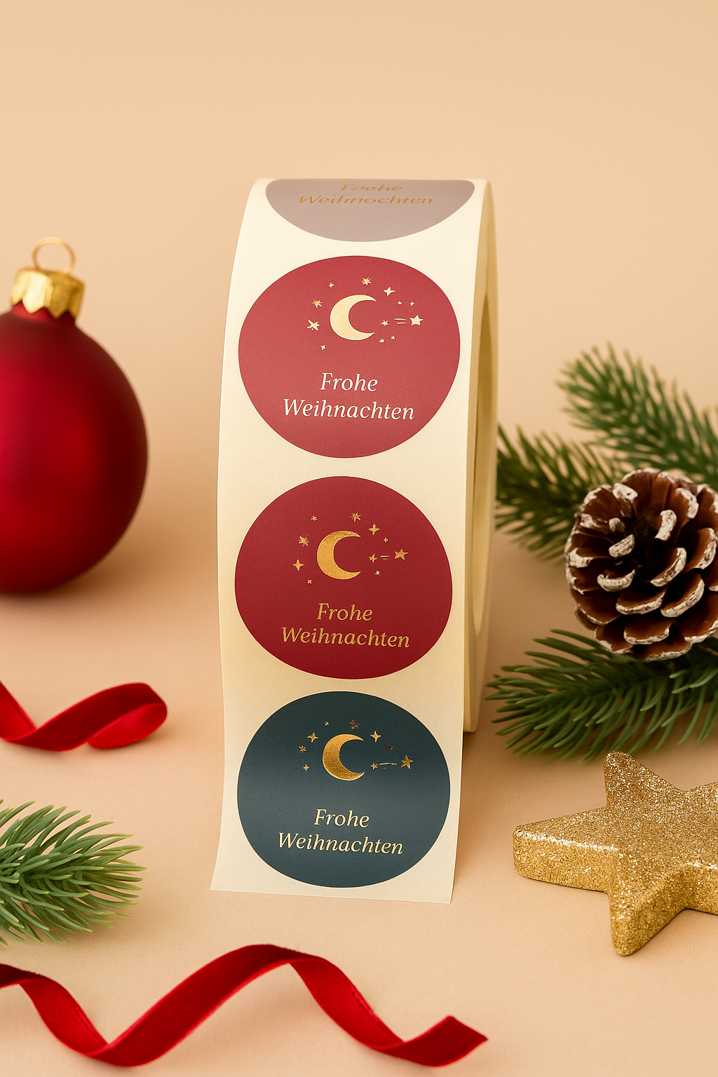 Sticker •Frohe Weihnachten Mond gold• 10 Stk.