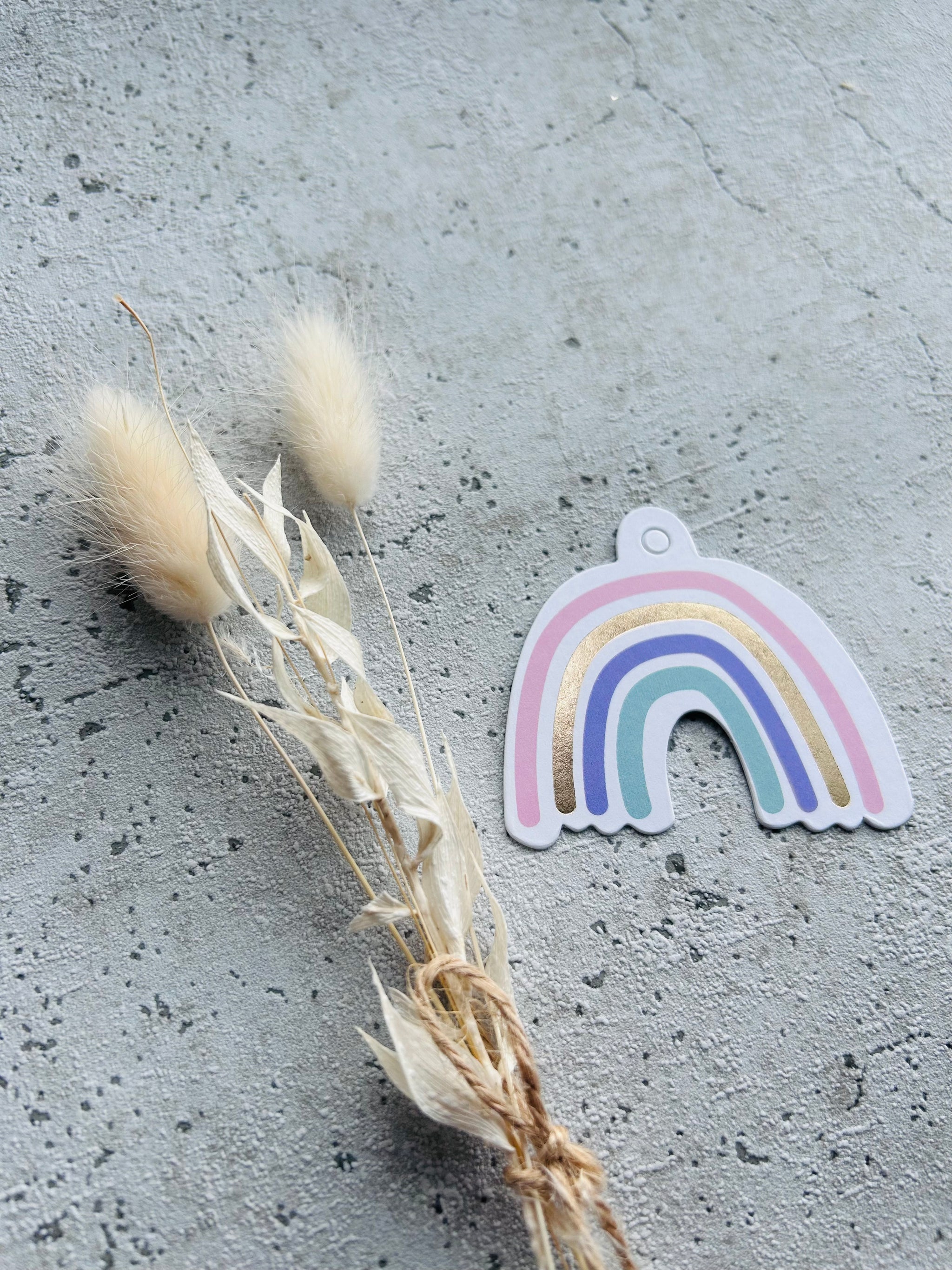 Geschenkeanhänger Regenbogen Gold