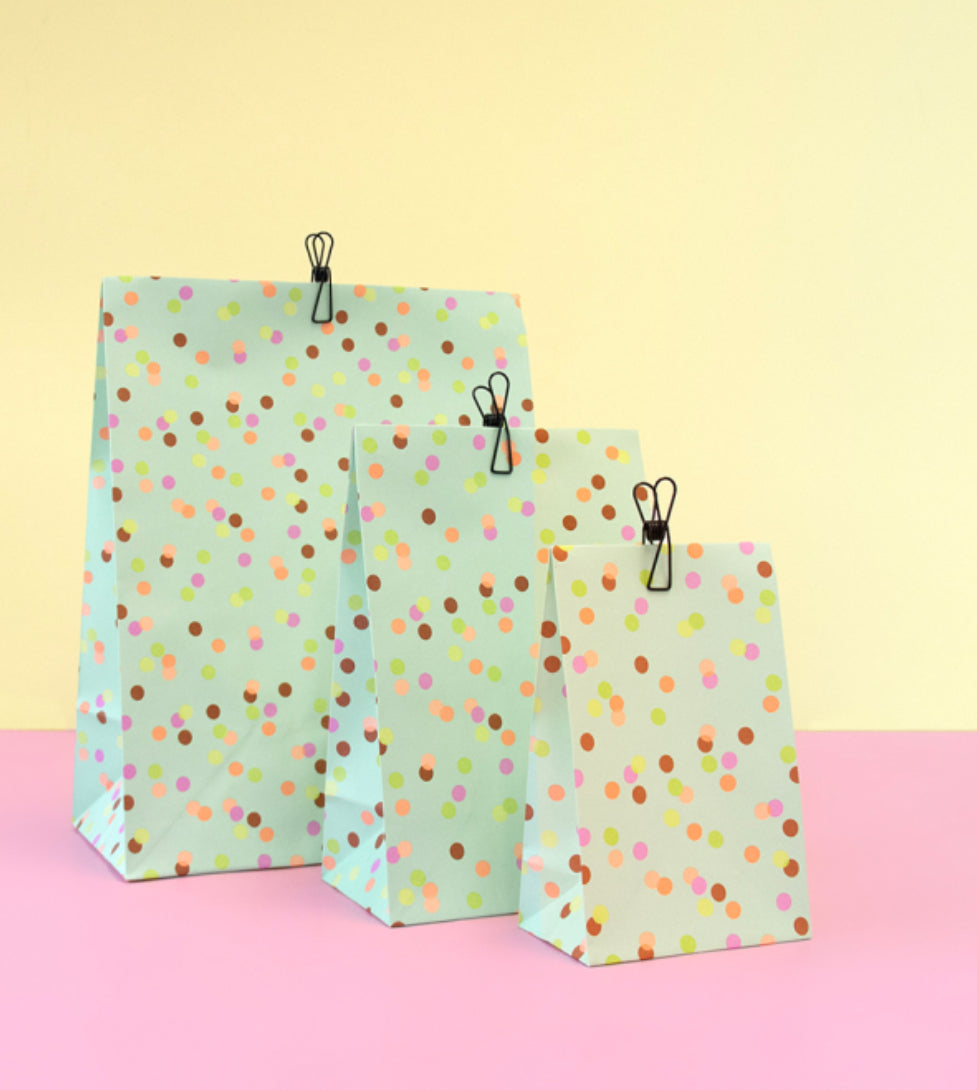 Blockbodenbeutel Konfetti türkis