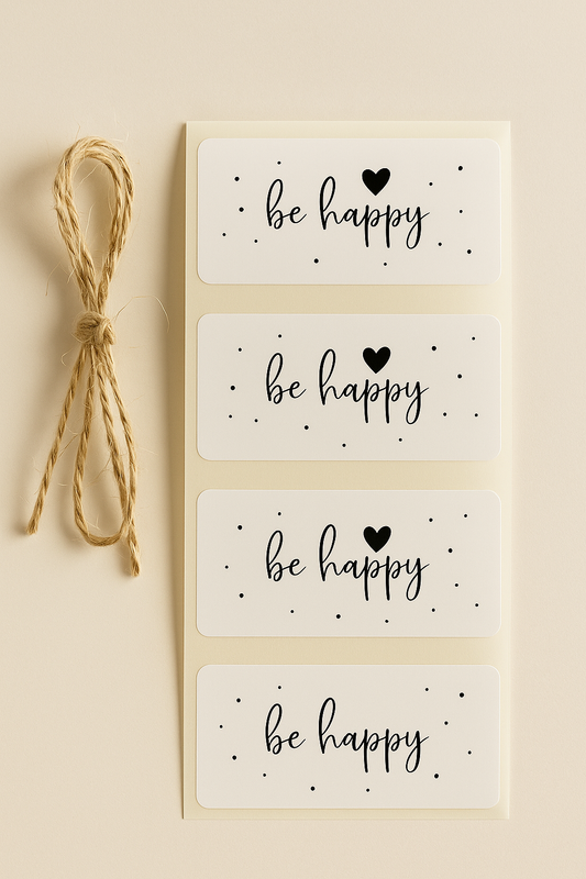 Sticker  • black & white • be happy 10 Stk