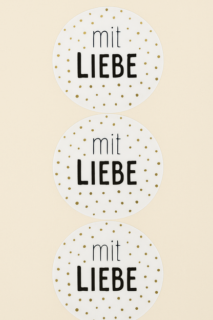 Sticker • mit Liebe • 10 Stk Goldveredlung