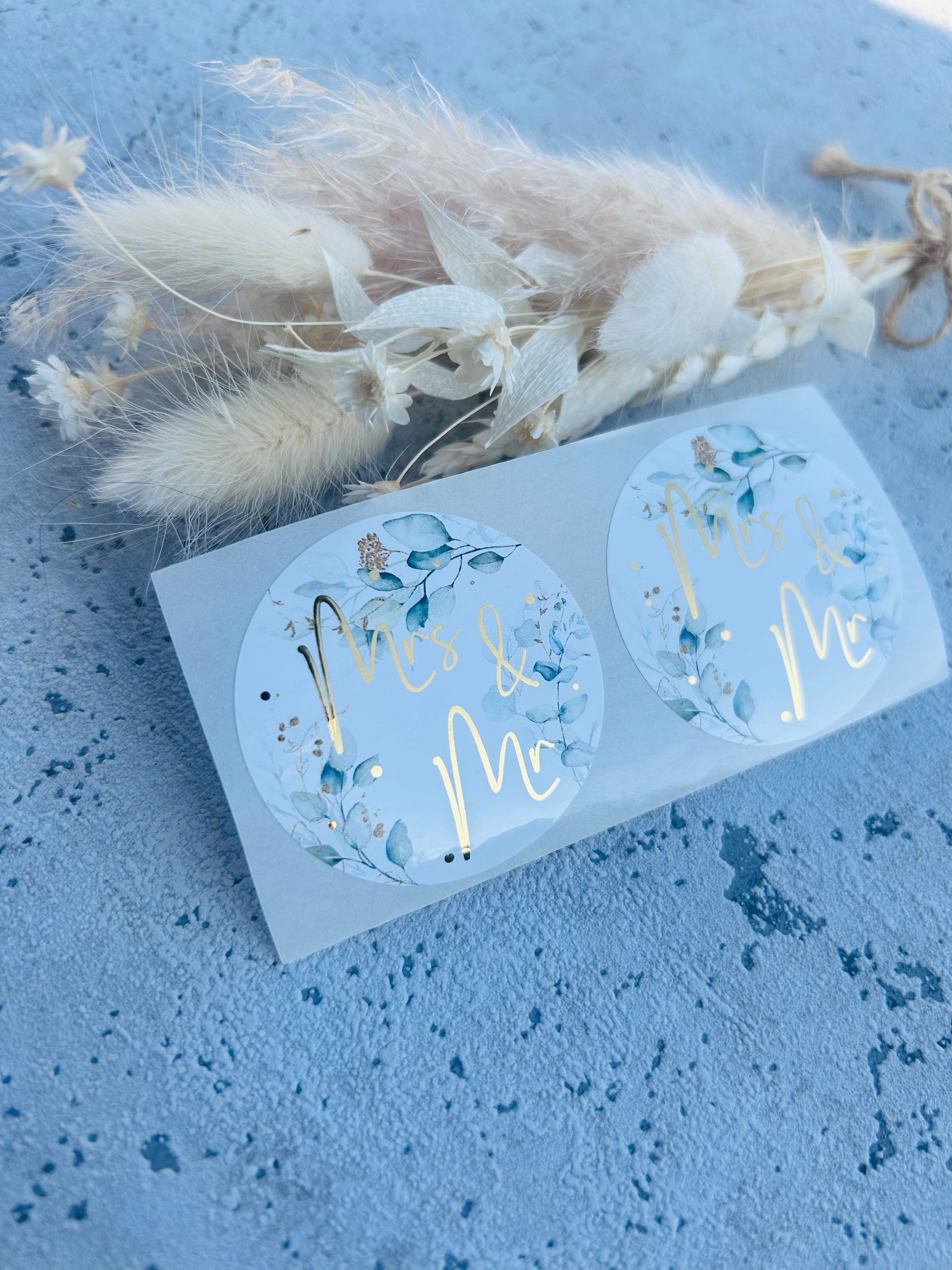 Sticker • Mr & Mrs • 10 Stk Eukalyptus Gold