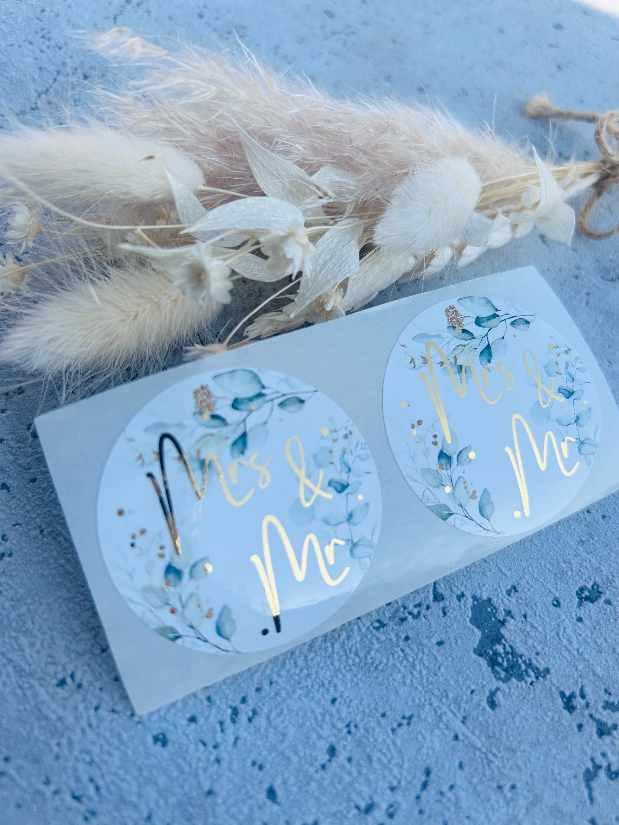 Sticker • Mr & Mrs • 10 Stk Eukalyptus Gold