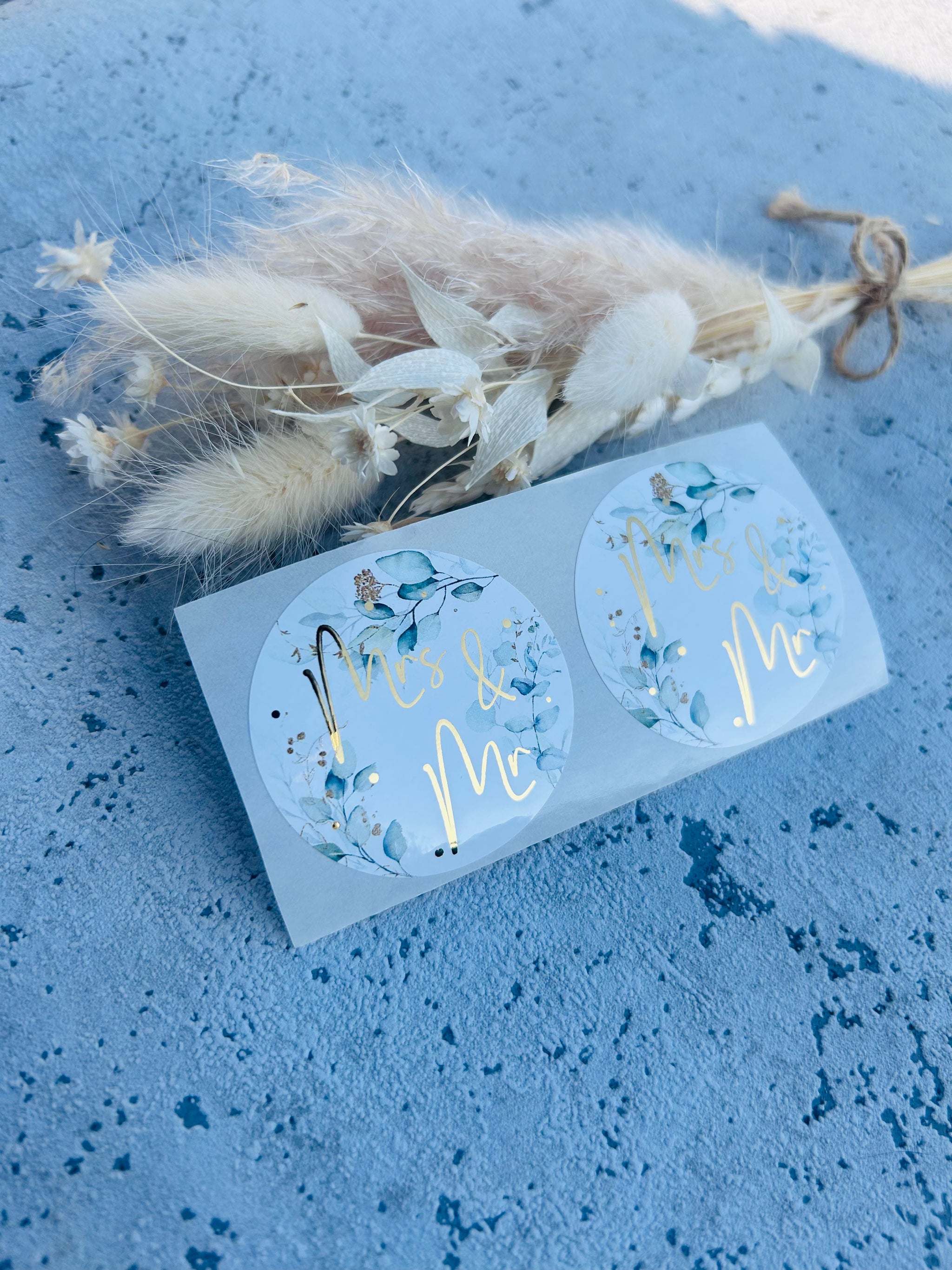 Sticker • Mr & Mrs • 10 Stk Eukalyptus Gold