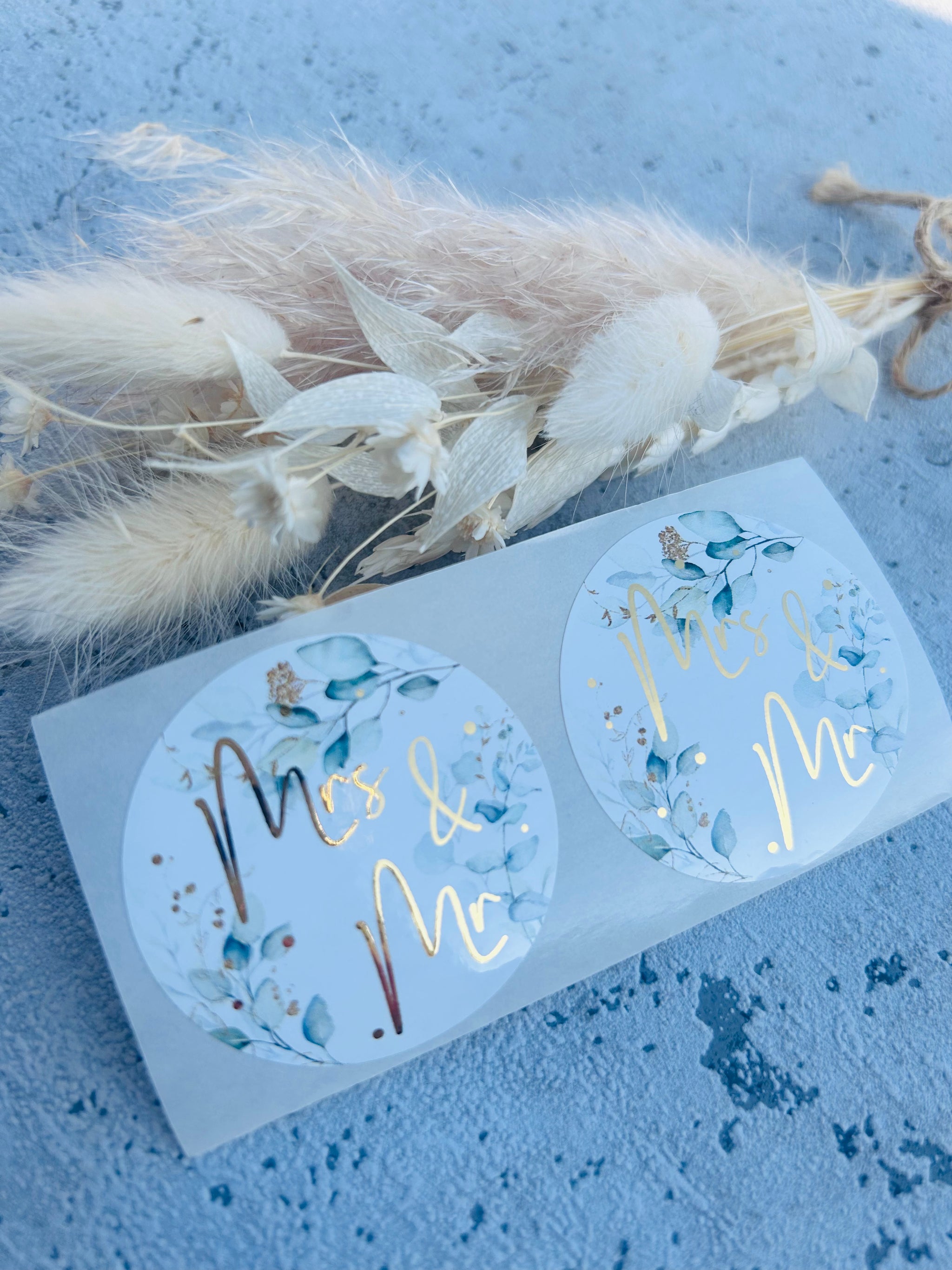 Sticker • Mr & Mrs • 10 Stk Eukalyptus Gold