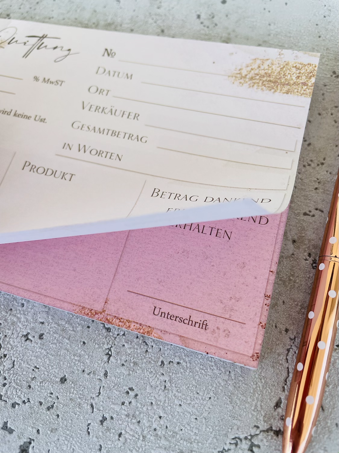 Quittungsblock A6 Golddesign