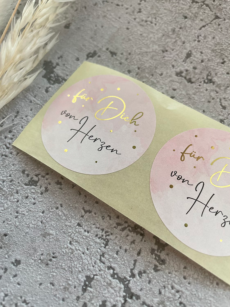 Sticker • für dich von Herzen • rosa /gold• 10 Stk.