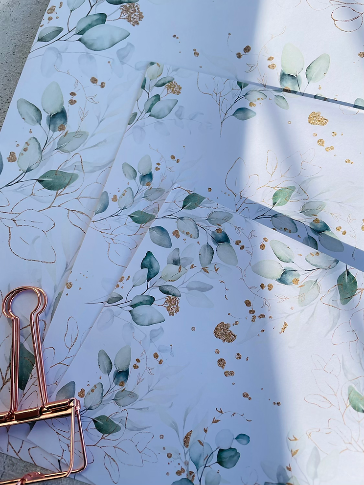 Papier Taschen  •Eukalyptus Golddesign• 10 Stk Eigenproduktion