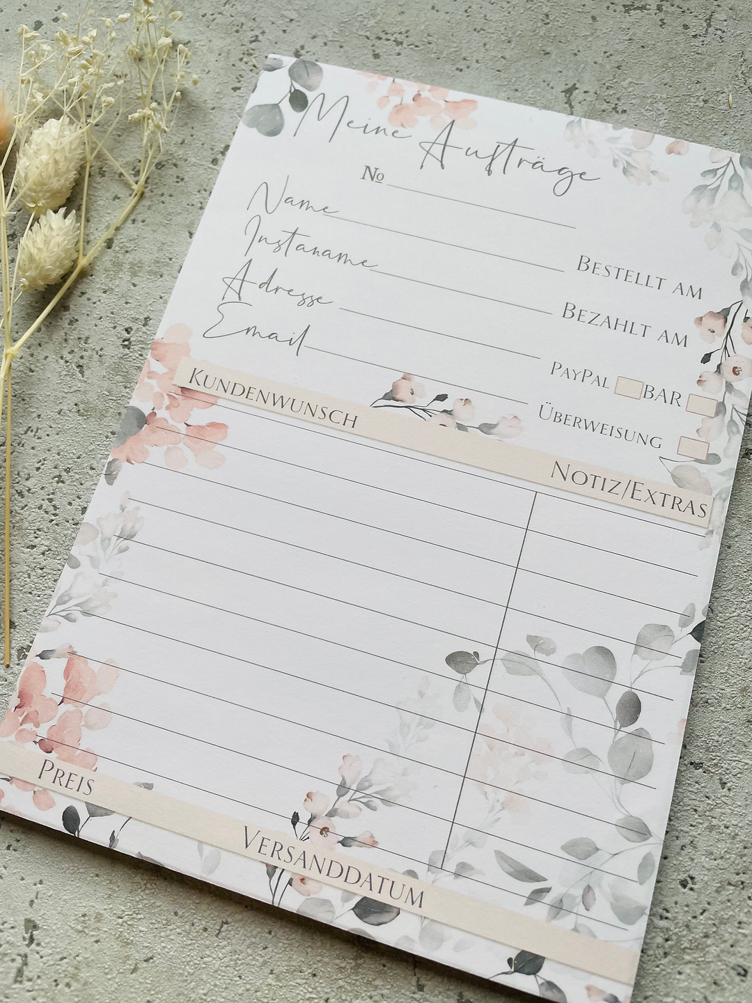 Auftragsblock A5 Aquarell Blumen