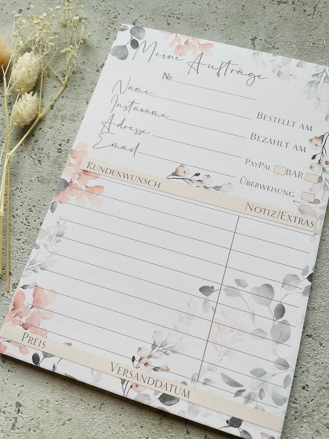 Auftragsblock A5 Aquarell Blumen