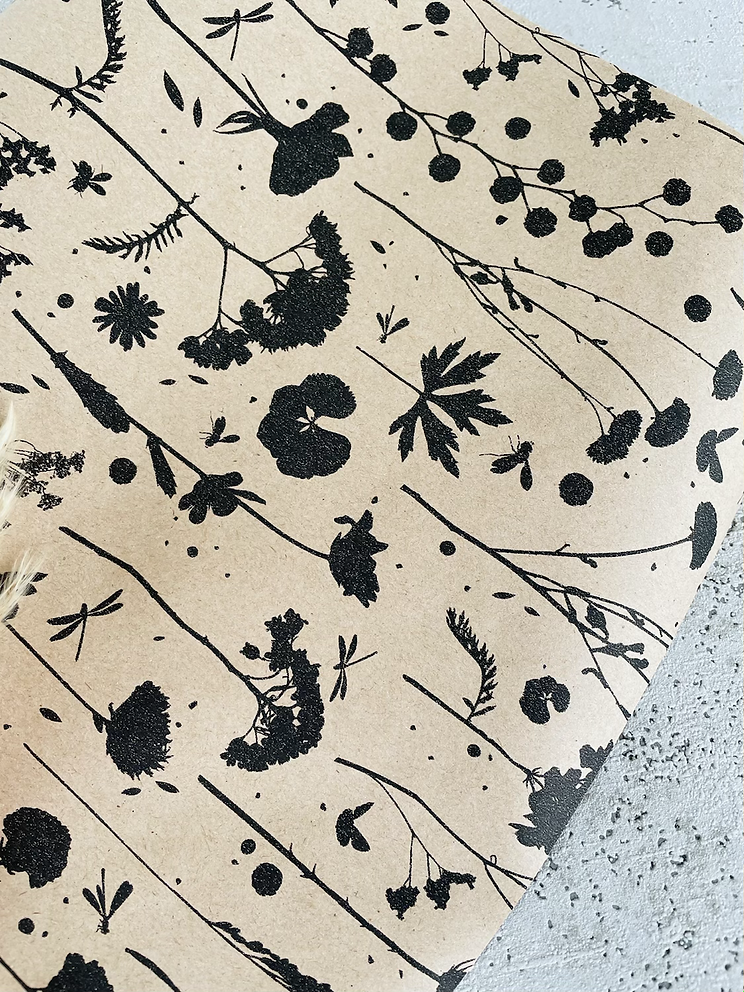 Geschenkpapier  50x300cm Kraftpapier Blumen