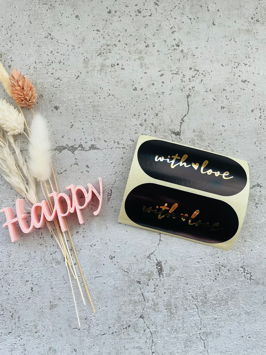Sticker •with love• schwarz/gold• 10 Stk.
